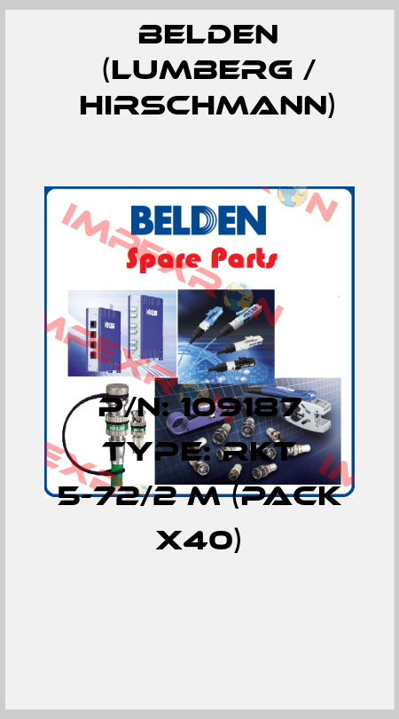 P/N: 109187 Type: RKT 5-72/2 M (pack x40) Belden (Lumberg / Hirschmann)