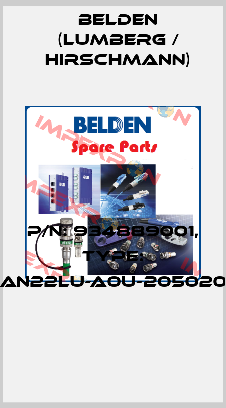 P/N: 934889001, Type: GAN22LU-A0U-2050200  Belden (Lumberg / Hirschmann)