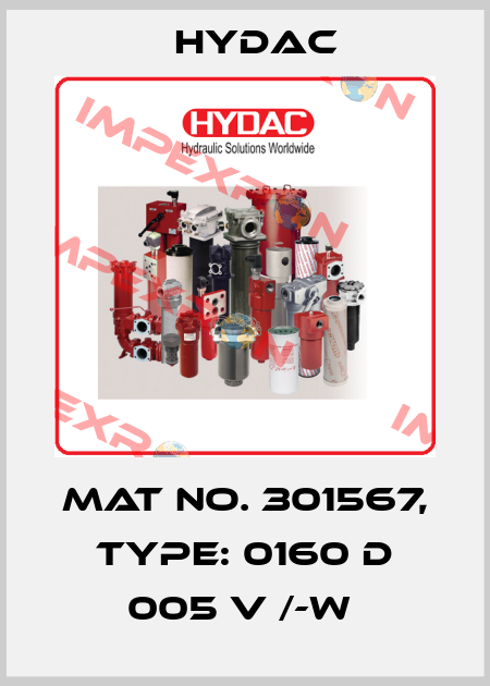Mat No. 301567, Type: 0160 D 005 V /-W  Hydac