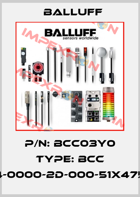 P/N: BCC03Y0 Type: BCC M484-0000-2D-000-51X475-000 Balluff