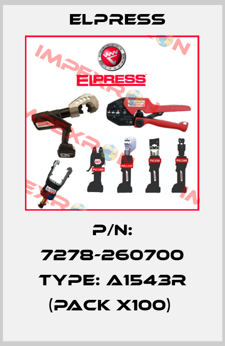 P/N: 7278-260700 Type: A1543R (pack x100)  Elpress