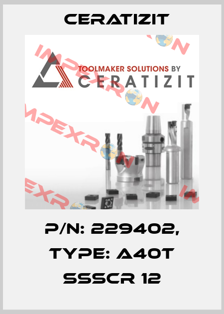 P/N: 229402, Type: A40T SSSCR 12 Ceratizit