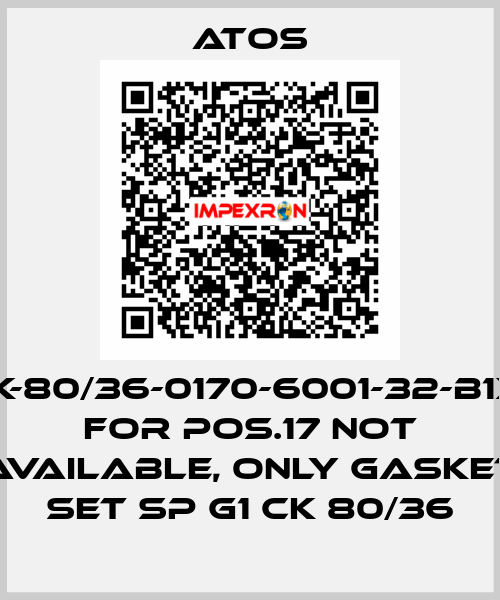 CK-80/36-0170-6001-32-B1X1 for Pos.17 not available, only gasket set SP G1 CK 80/36 Atos
