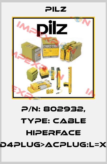 p/n: 802932, Type: Cable Hiperface DD4plug>ACplug:L=xx Pilz