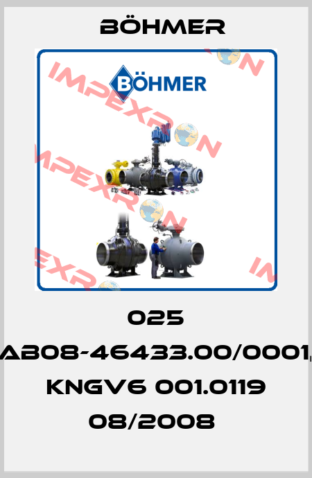 025 AB08-46433.00/0001, KNGV6 001.0119 08/2008  Böhmer