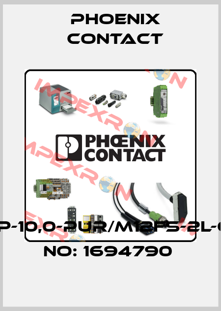 SAC-3P-10,0-PUR/M12FS-2L-ORDER NO: 1694790  Phoenix Contact
