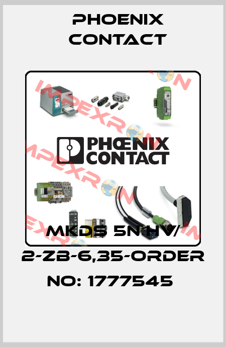 MKDS 5N HV/ 2-ZB-6,35-ORDER NO: 1777545  Phoenix Contact