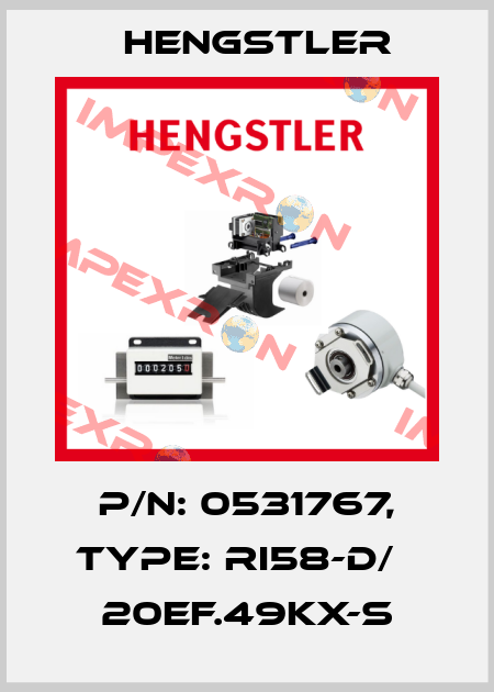 p/n: 0531767, Type: RI58-D/   20EF.49KX-S Hengstler