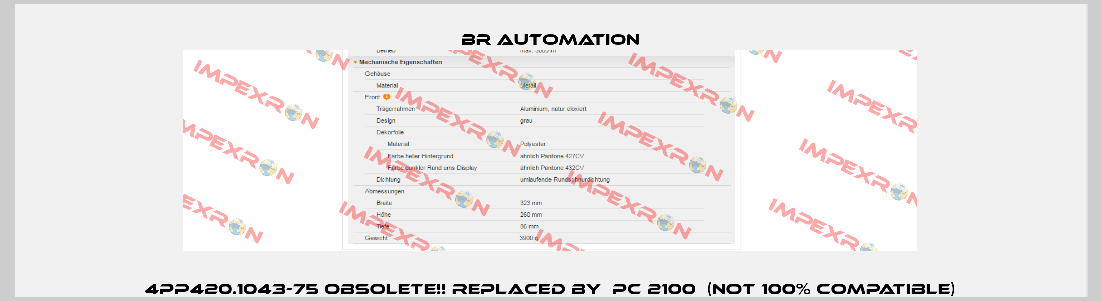 4PP420.1043-75 Obsolete!! Replaced by  PC 2100  (not 100% compatible) Br Automation
