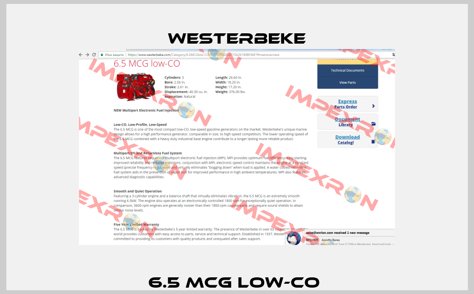 6.5 MCG low-CO  Westerbeke