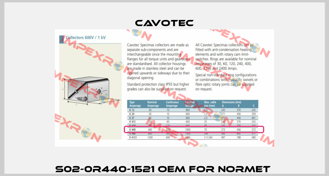 S02-0R440-1521 OEM for Normet  Cavotec