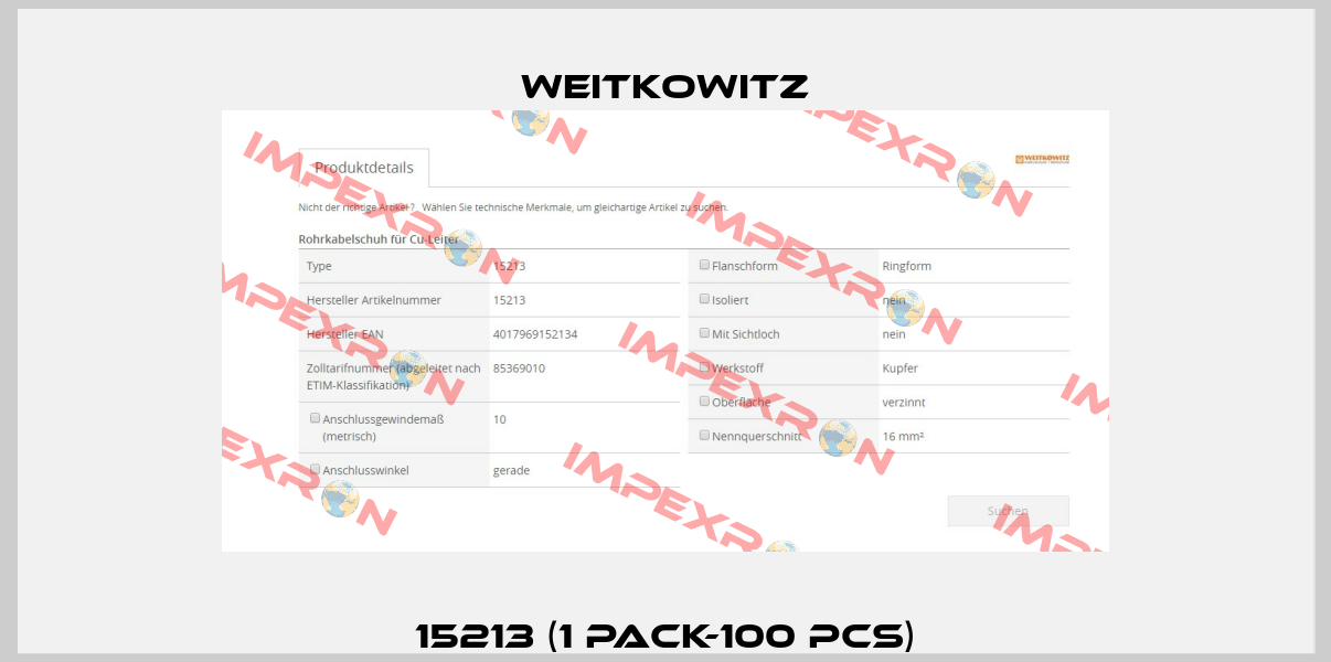 15213 (1 pack-100 pcs) WEITKOWITZ