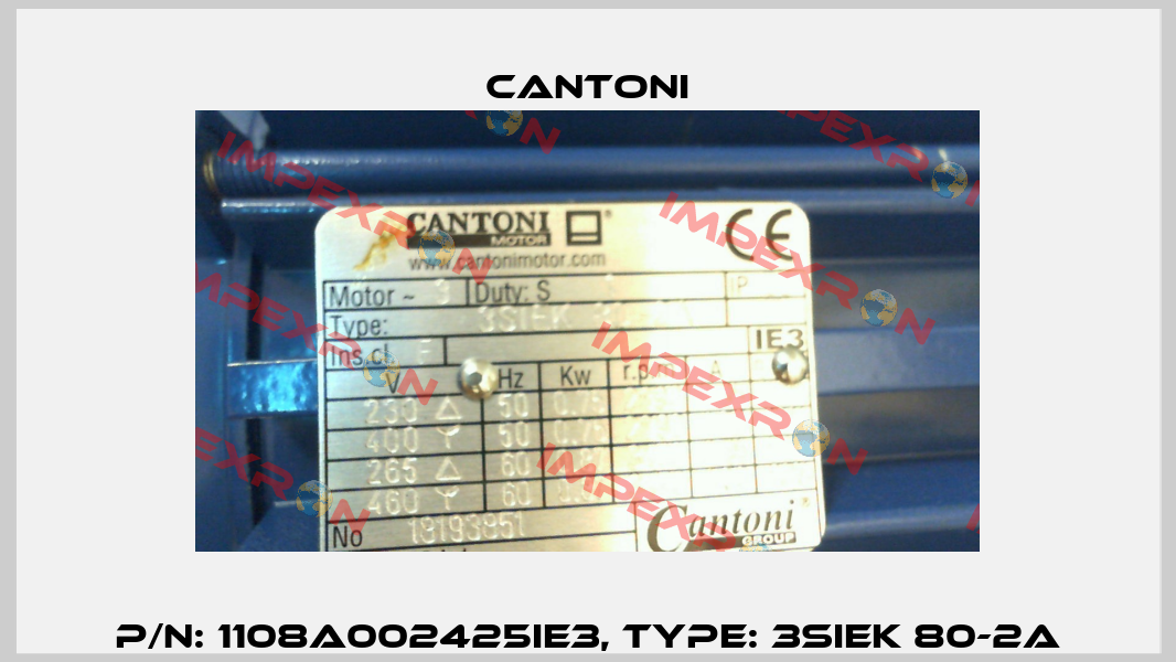 P/N: 1108A002425IE3, Type: 3SIEK 80-2A Cantoni