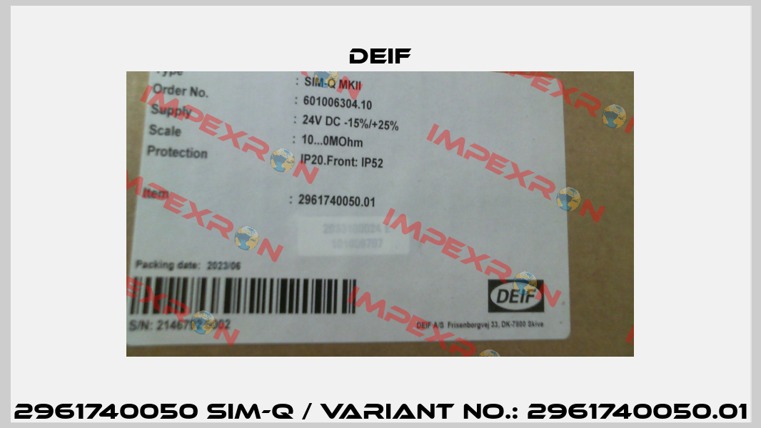 2961740050 SIM-Q / Variant No.: 2961740050.01 Deif