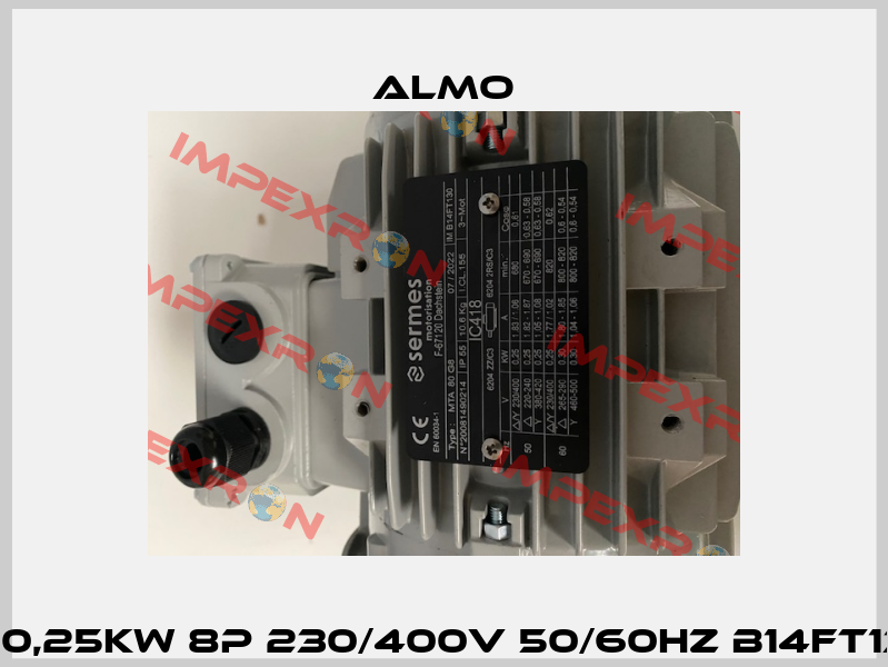 MOT.80 0,25KW 8P 230/400V 50/60HZ B14FT130 IC418 Almo